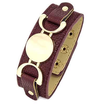 Gold Tone Press Burgundy Stud Bracelet