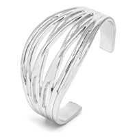 Silver Tone Multi-Cross Strand Cuff Bangle
