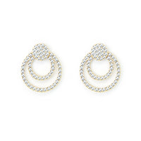 Gold tone earrings encrusted with clear crystals