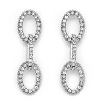 Silver Tone Circular Interlocking Drop Earrings