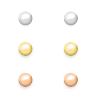 3 Pack Silver/Gold/Rose Gold Stud Earrings