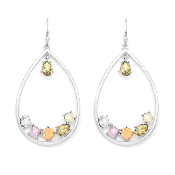 Teardrop earrings with multicolour cryst
