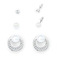 3 Pack Silver and pearl Stud Earrings