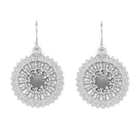 Silver Tone Round Filigree Drop Earrings
