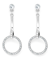 Silver tone round drop earrings