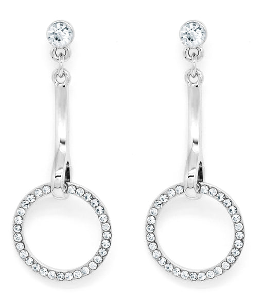 Silver tone round drop earrings