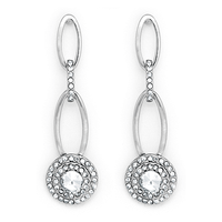 Oval link drop earrings with clear crystals