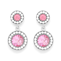 2-tier circular drop earrings with pink