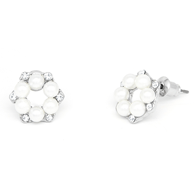 Petite pearl flower earrings