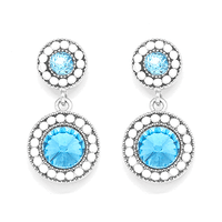 2-tier circular drop earrings with blue