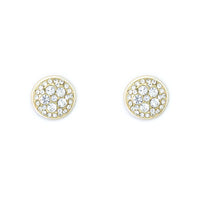 Gold Tone Stud Earrings Encrusted With Clear Crystals