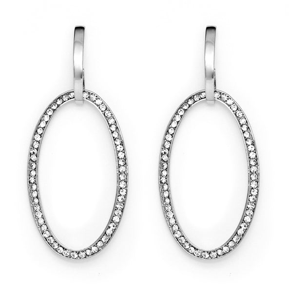 Silver tone large oval earrings