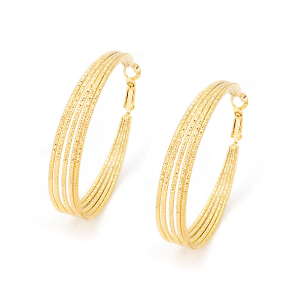 Gold Tone Multi Strand Hoop Earrings