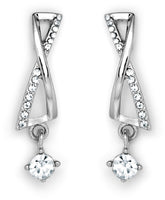 Silver tone long drop earrings