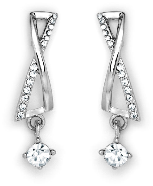 Silver tone long drop earrings