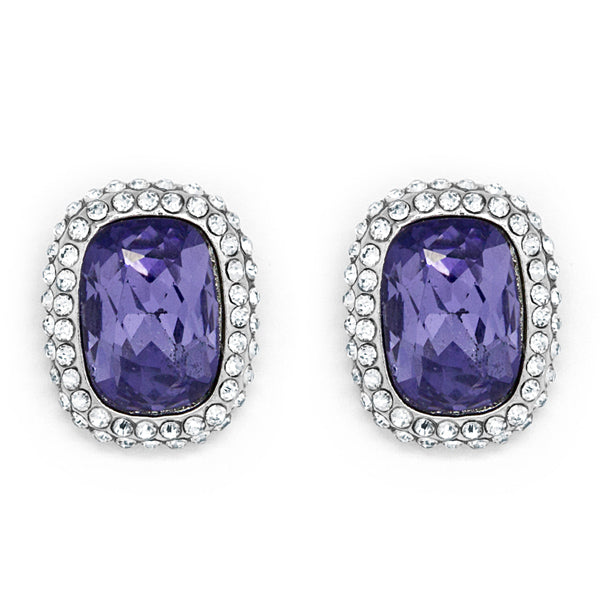 Silver Tone Rectangular Earrings
