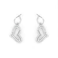 Silver Tone Hanging Heart Earrings