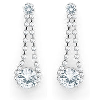 Silver Tone Hanging Evening Earrings
