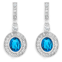 Silver Tone Oval Shape Stud Earrings Wit