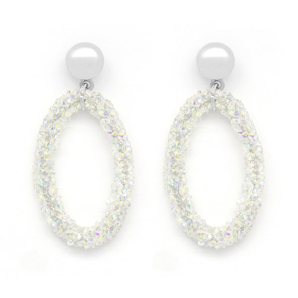 Oval hanging earrings embellished with c