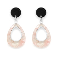 Trendy earrings with pink acrylic marble