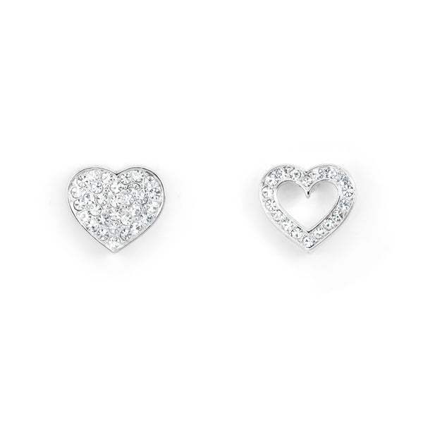 Silver Tone Mismatched Heart Earrings