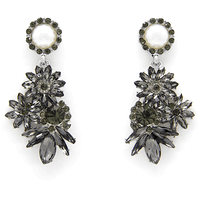 Silver Tone Drop Earrings With Flower De