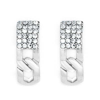 Silver link huggie earrings