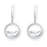 Stainless steel round hanging earrings with CZ
