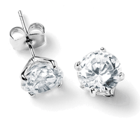 Silver Tone Medium Clear Crystal Studs