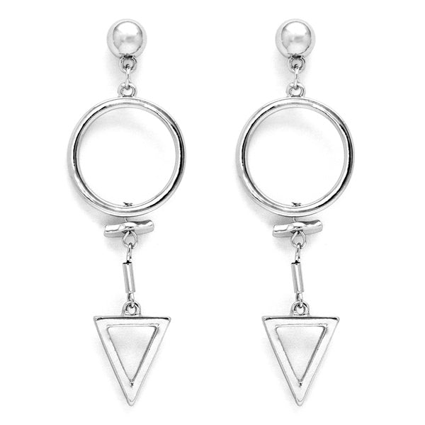 Silver Triangular & Circular Earrings