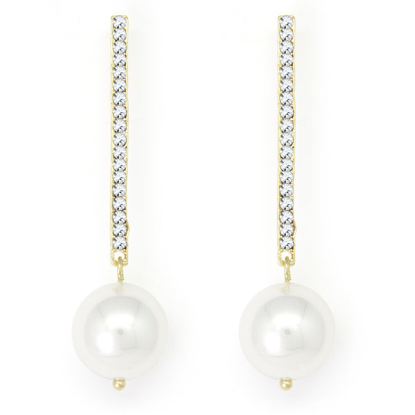 Elegant crystal pearl drop earrings
