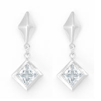 Diamond drop earrings with clear crystal