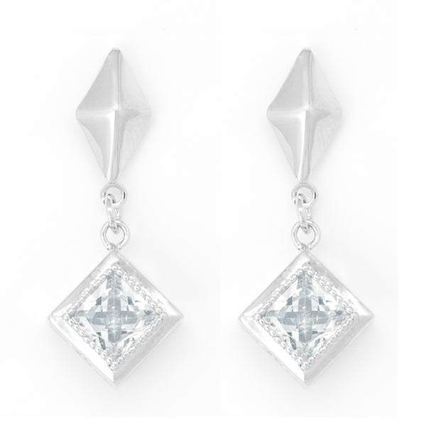 Diamond drop earrings with clear crystal