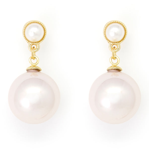 Dainty pink pearl drop earrings