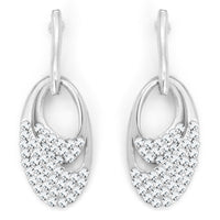 Silver Oval drop earrings with clear crystals