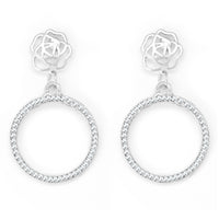 Round earrings with clear crystal border