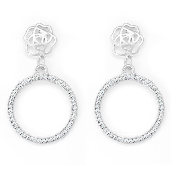 Round earrings with clear crystal border