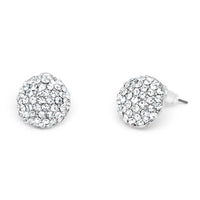Silver Tone Earrings Encrusted With Clear Crystals
