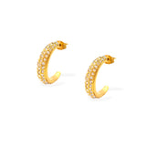 Gold Tone Hoops With Clear Crystals