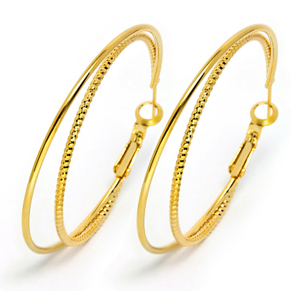 Gold Tone Double Hoop Earrings