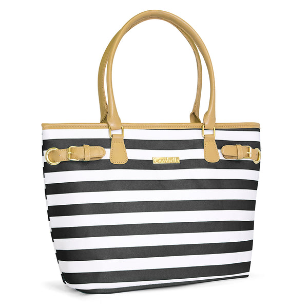 Maria Black and White Stripe Handbag