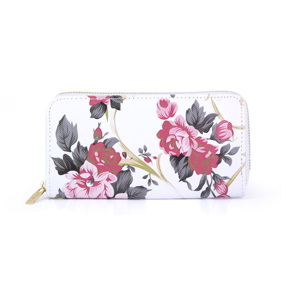 Elisa Pink, Grey and White Floral Purse