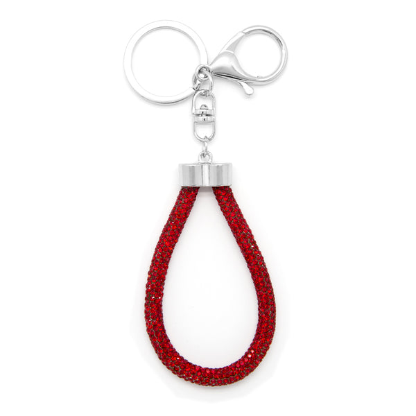 Red crystal encrusted rope handle keyring