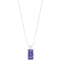 Silver rectangular pendant with purple inlay