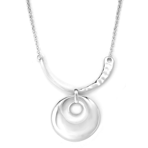 Silver tone extra large round pendant