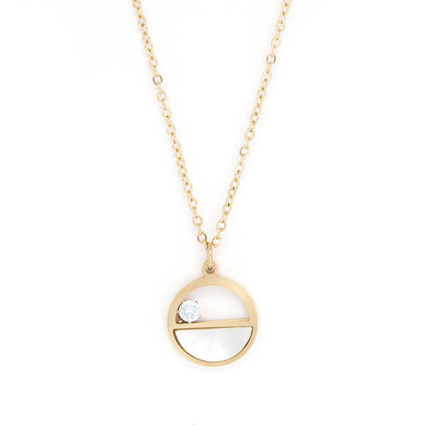 Stainless Steel Rose Gold Necklace With Circular Pendant