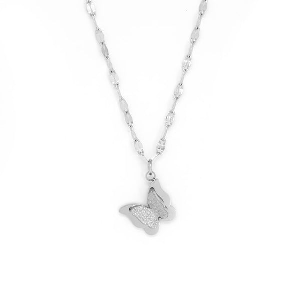 Stainless Steel Silver Necklace With Butterfly Pendant
