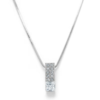 Silver tone rectangular pendant with clear crystals