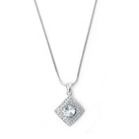 Silver tone diamond shaped pendant with clear crystals